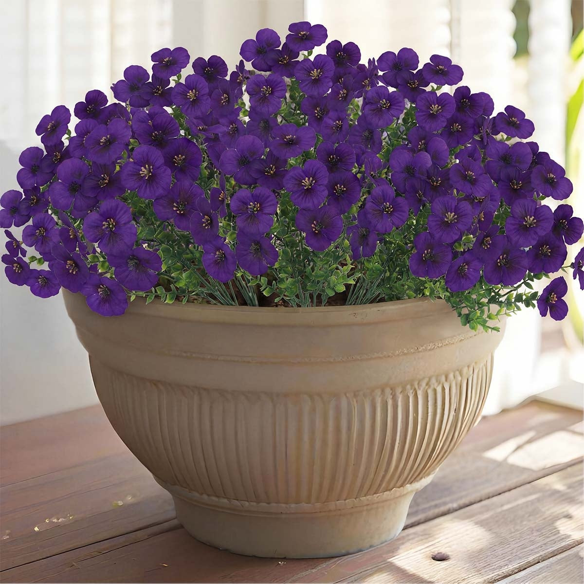 Artificial Pansy Flowers Outdoor Spring Flowers Pansies Wildflower UV Resistant Plants Faux Impatiens for Window Box Wedding Party Outside Garden Porch Decor
