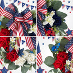 Patriotic Americana Wreath with Red White Blue Hydrangea & Flag Bow | 4th of July Front Door Decor for Summer Holiday Home Porch Wall Art