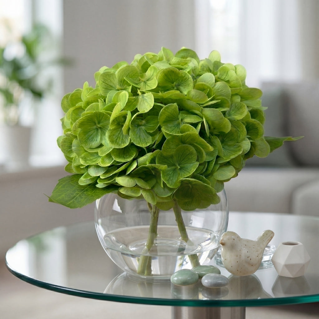 Artificial Hydrangea Flowers in Vase | Premium Faux Hydrangea for Home Decor Coffee Table Wedding DIY
