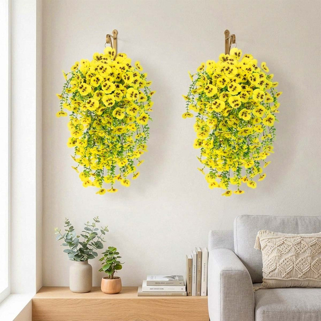Hanging Artificial Potted Faux Eucalyptus Plants and Flowers for Modern Boho Farmhouse Bathroom Office Desk Wall Book Shelf Living Room Aesthetic Decor Indoor