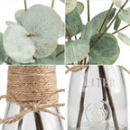 Artificial Eucalyptus Stems in Glass Vase with Faux Water | Faux Greenery for Bathroom Desk Shelf Coffee Table Decor