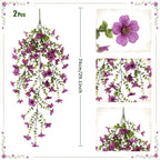 Artificial Hanging Flowers for Outdoors, Morning Glory Artificial Flowers with Eucalyptus Leaves, UV Resistant Fake Flower Realistic Faux Plants for Home Patio Porch Garden