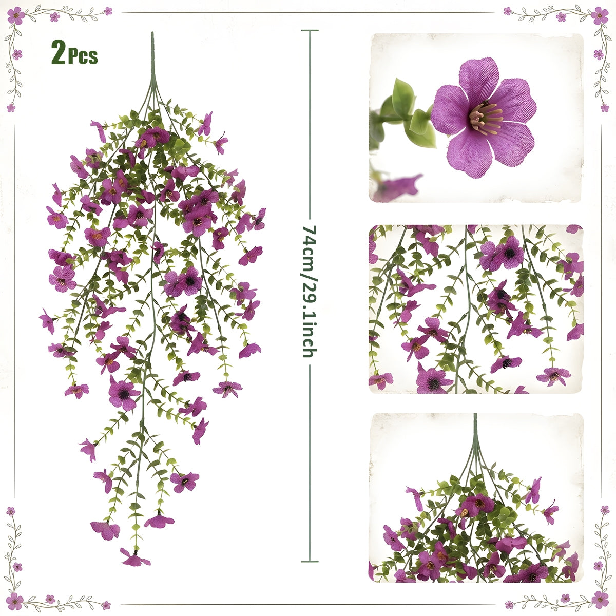 Artificial Hanging Flowers for Outdoors, Morning Glory Artificial Flowers with Eucalyptus Leaves, UV Resistant Fake Flower Realistic Faux Plants for Home Patio Porch Garden