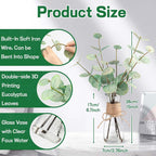 Artificial Eucalyptus Stems in Glass Vase with Faux Water | Faux Greenery for Bathroom Desk Shelf Coffee Table Decor