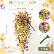 Artificial Hanging Petunia Bush – Pink & Yellow, Set of 4, 36x70cm