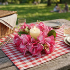 Floral Candle Wreath Rings | Artificial Bougainvillea Candle Rings for Wedding Table Centerpiece Home Decor