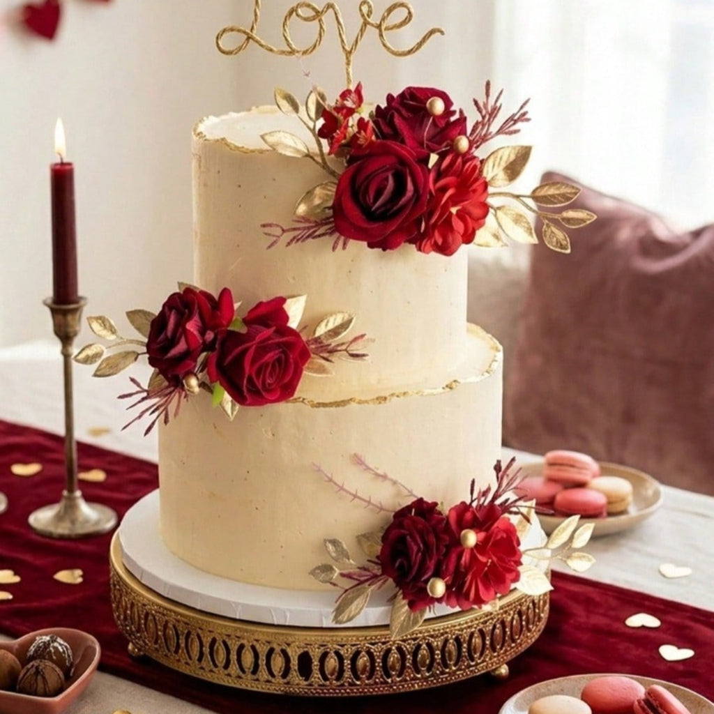 Cake Topper Flowers | 3PCS Pre-Made Floral Cake Decorations for Wedding Birthday Baptism Baby Shower
