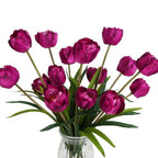 Dark pink artificial decoration flowers 5pcs for home wedding party centerpiece home decor