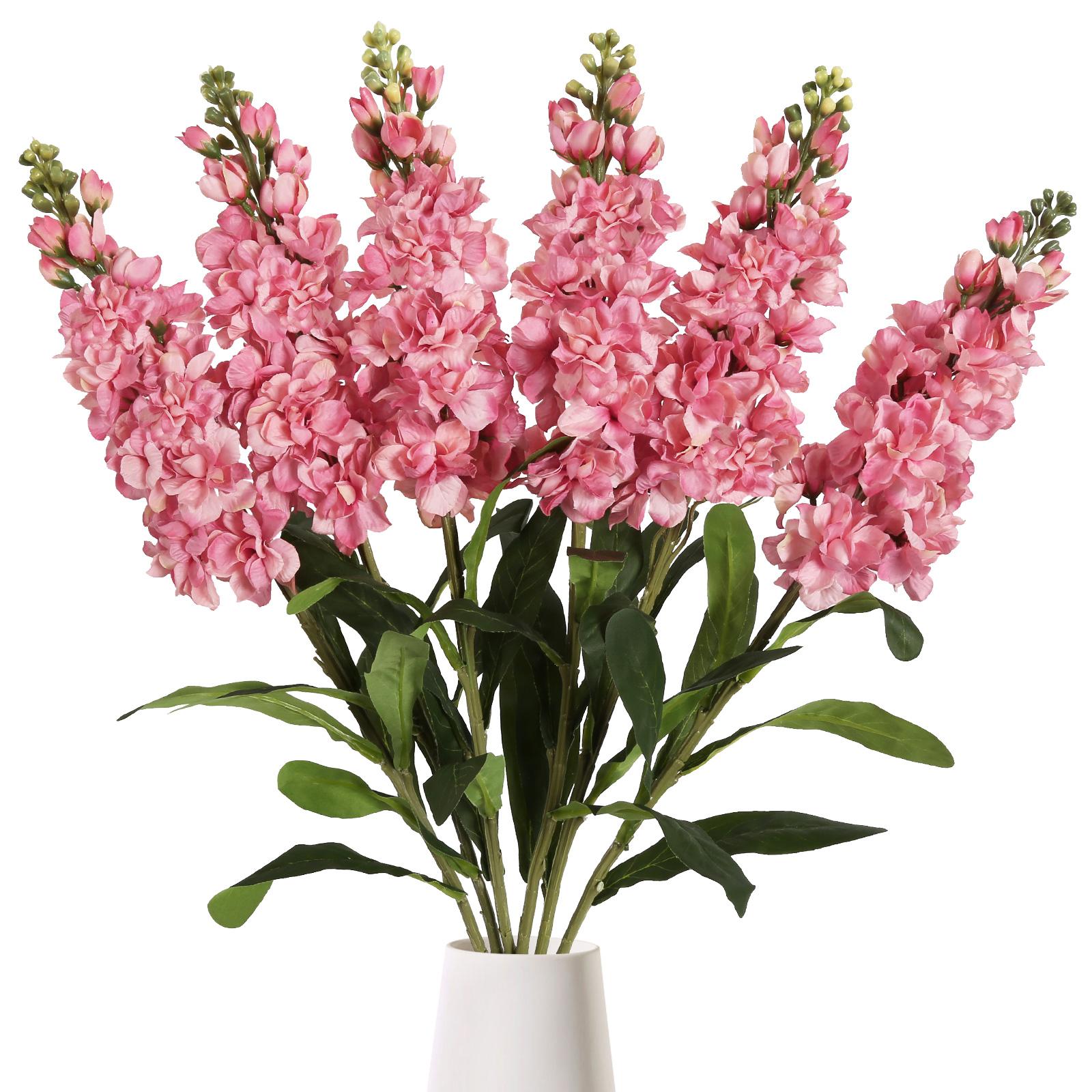Dark pink artificial delphinium flowers 6pcs 34 inch long stem for tall vase wedding centerpiece decor