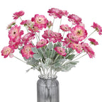 Dark pink faux ranunculus peony flowers 8pcs for wedding home decor table arrangements