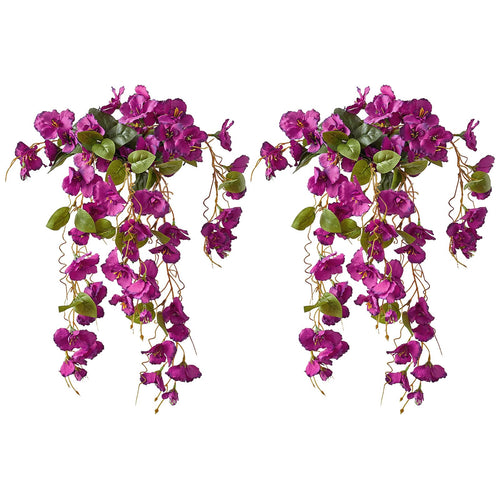 Dark Pink UV Resistant Hibiscus Hanging Flowers 2pcs for front door decor by IPOPU