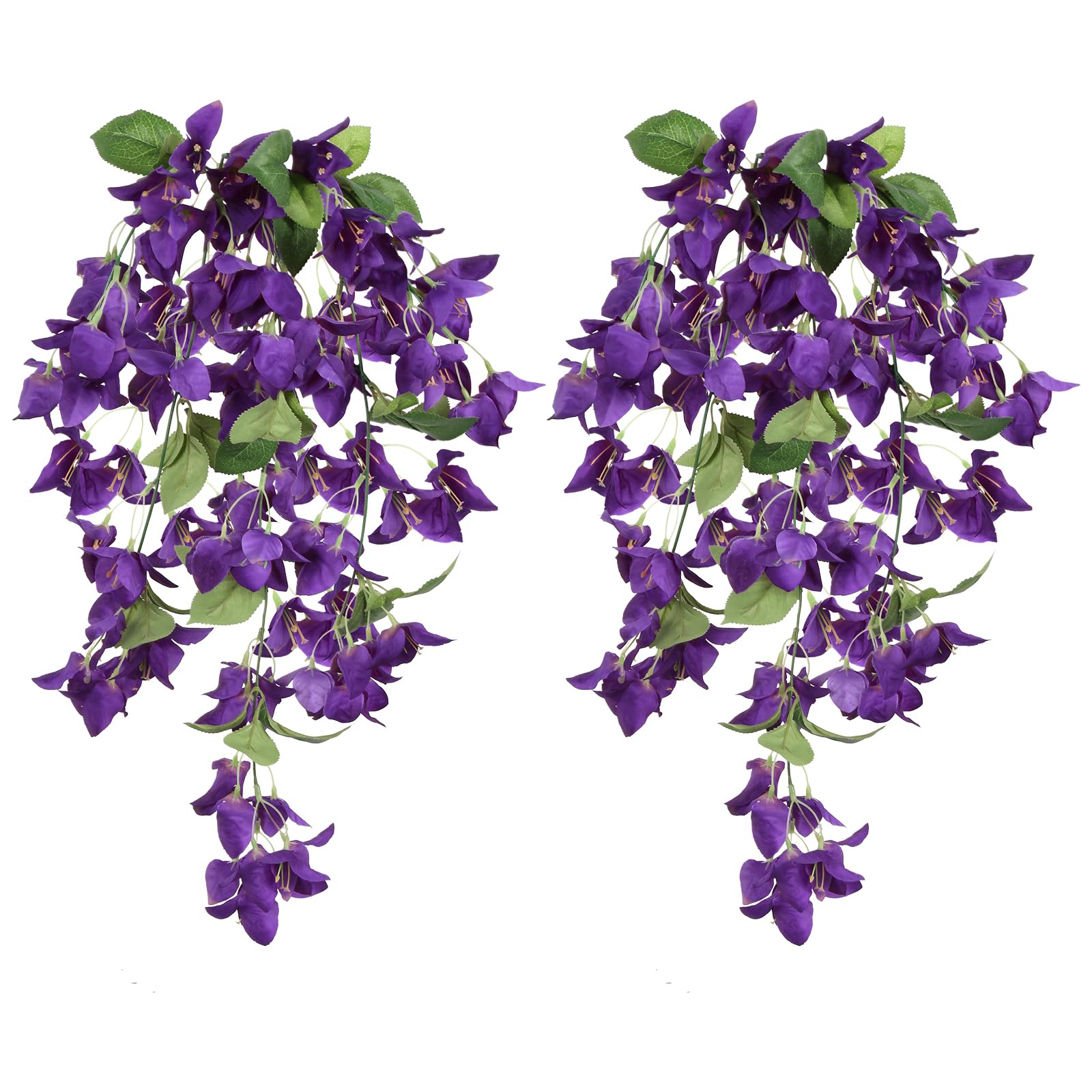 Artificial Bougainvillea Hanging Flowers 2PCS UV Resistant Silk Bougainvillea Plant Vine Faux Bougainvillea Flowers for Garden Yard Porch Patio Wedding Wall Home Outdoor Decoration