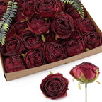 Dark red artificial rose heads 20pcs bulk for wedding centerpiece home decor DIY crafts