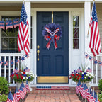 American Patriotic Eagle Wreath with Flag Bow & Deco Mesh | 4th of July Front Door Decor for Independence Day Summer Holiday Home Porch
