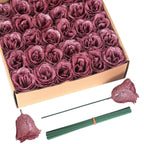 Dusty pink glitter roses bouquet 30pcs with stems for wedding party home decor