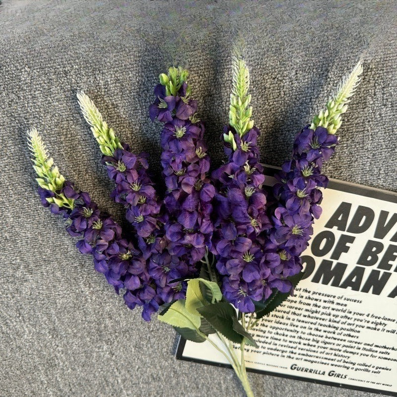 Artificial delphinium hyacinth bouquet 22.4in dark purple faux flowers for wedding centerpiece home decor