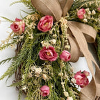 Flower Wreath with Burlap Bow, Artificial Spring and Summer for Front Door Wreath Pink Peony Wreath Garden Party Home Wall Wedding Decor