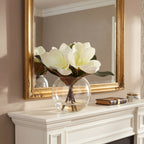 Artificial Magnolia Flowers in Glass Vase with Fake Water | Home Decor Bathroom Office Centerpiece