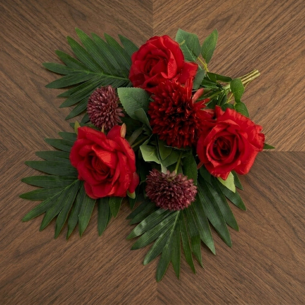 Cemetery Flowers for Grave, Outdoor Lily Chrysanthemum Hydrangea Rose Artificial Flowers Grave Flowers with Cemetery Vase, Lasting and Non-Bleed Colors