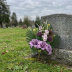Cemetery Flowers for Grave, Outdoor Lily Chrysanthemum Hydrangea Rose Artificial Flowers Grave Flowers with Cemetery Vase, Lasting and Non-Bleed Colors