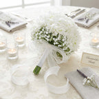 White Hydrangea Wedding Bridal Bouquet, Bridesmaid Bouquet Artificial Wedding Hydrangea Bouquet, Fake Flowers for Home Indoor Outdoor DIY Floral Wedding Flower Bouquets Kitchen Table Centerpiece Decor