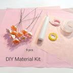 DIY Pink Ceramic Flower Bouquet Material Kit Handmade Clay Assembly Set with Wrapping Paper for Valentine's Day Gift Craft
