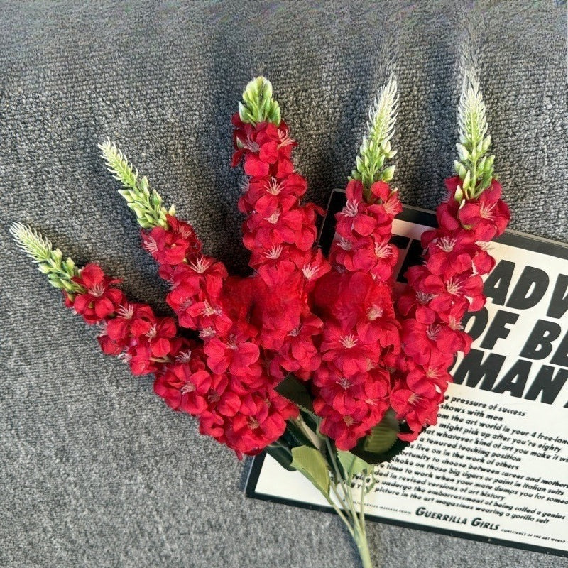 Artificial delphinium hyacinth bouquet 22.4in red faux flowers for wedding centerpiece home decor