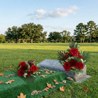 Cemetery Flowers for Grave, Outdoor Lily Chrysanthemum Hydrangea Rose Artificial Flowers Grave Flowers with Cemetery Vase, Lasting and Non-Bleed Colors