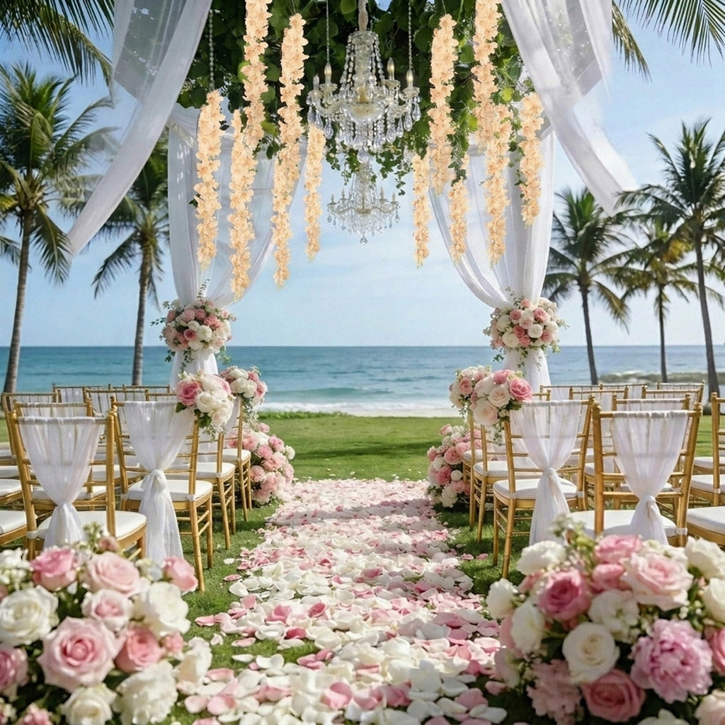 Wisteria Hanging Flowers Dense Faux Vine Garland 2pcs | 6 Colors for Wedding Arch Backdrop Home Party & Wall Decor