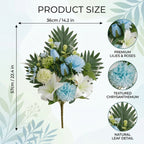 Cemetery Flowers for Grave, Outdoor Lily Chrysanthemum Hydrangea Rose Artificial Flowers Grave Flowers with Cemetery Vase, Lasting and Non-Bleed Colors