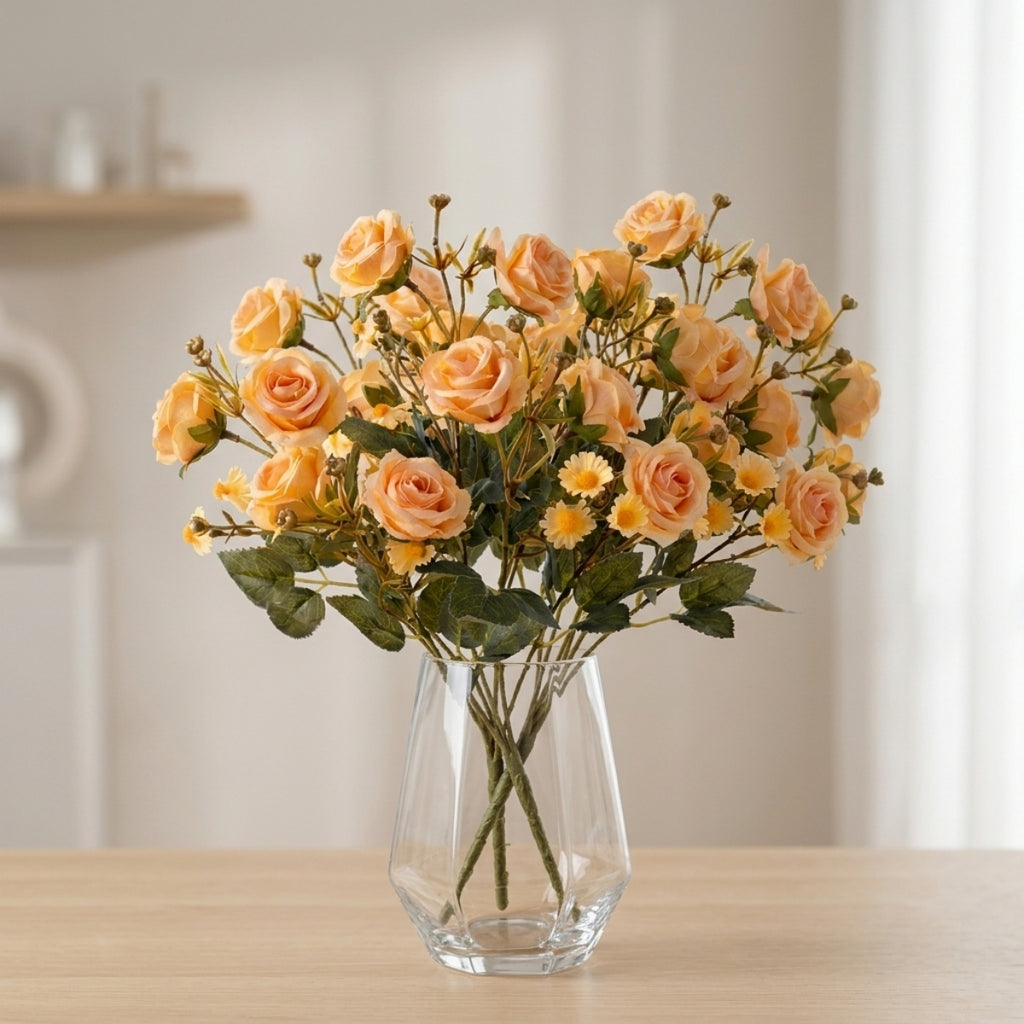 Rose & daisy bouquet UV resistant 2pcs arranged for 5 colors faux flower by IPOPU