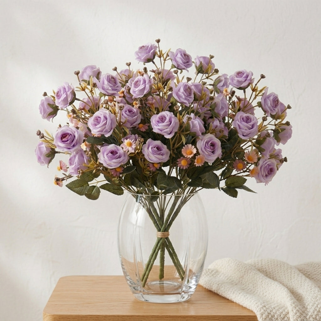 Rose & daisy bouquet UV resistant 2pcs arranged for 5 colors faux flower by IPOPU