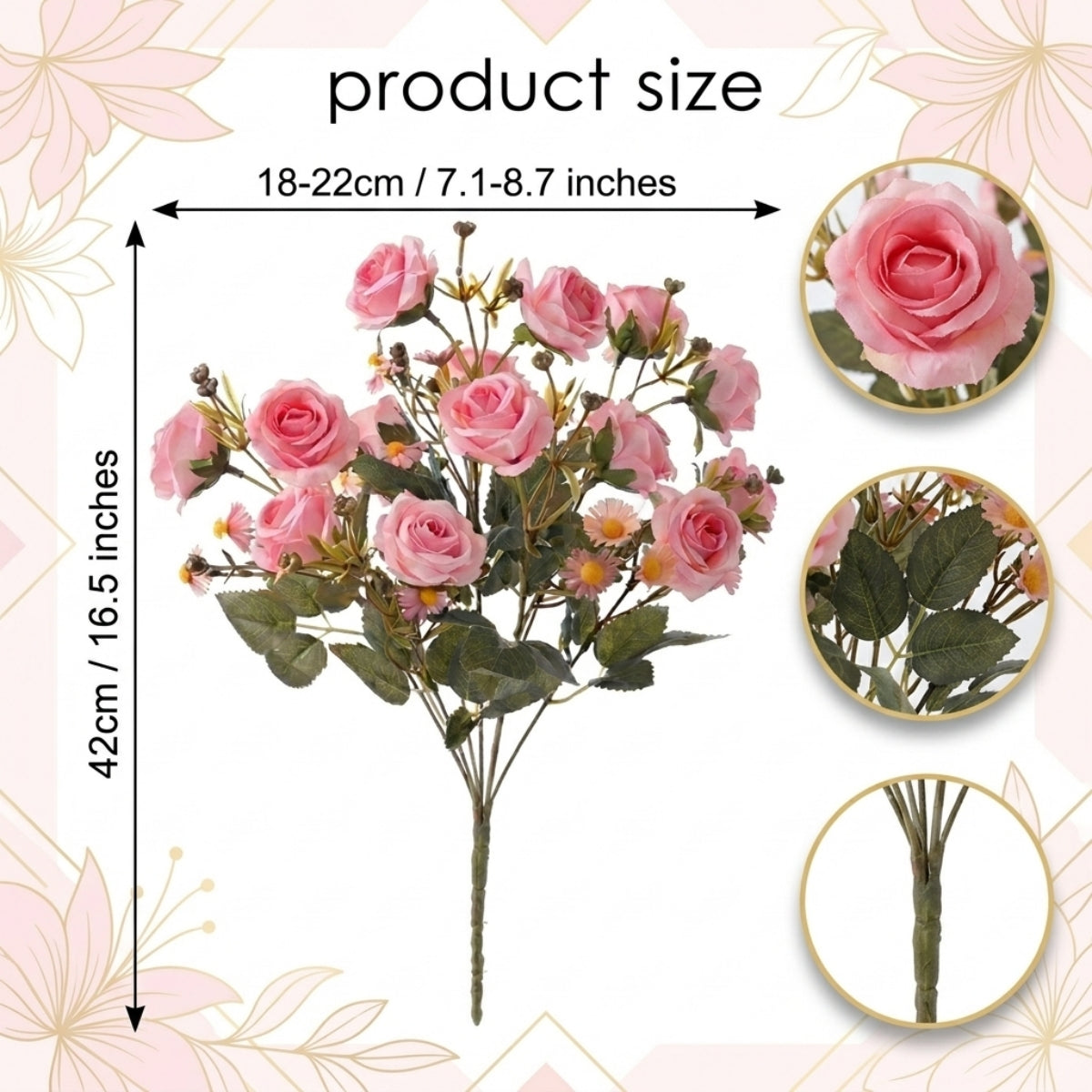 Rose & daisy bouquet UV resistant 2pcs bundle for 5 colors faux flower by IPOPU