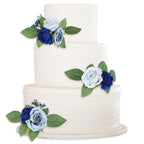 Cake Topper Flowers Set | 3PCS Faux Floral Cake Decorations for Wedding Birthday Baby Shower Anniversary