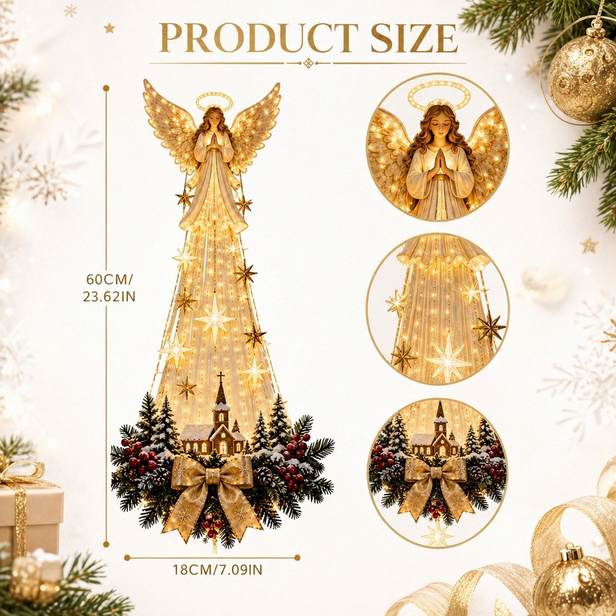 Angel Blessing Wall Light with Cascading Stars