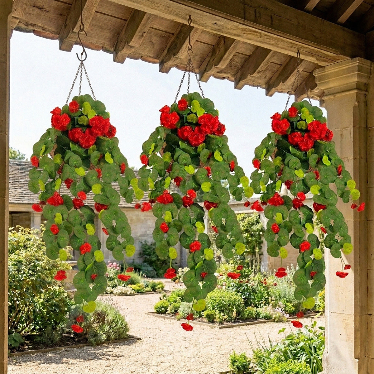 Morning glory hanging flower vine arranged for faux cascading plant by IPOPU