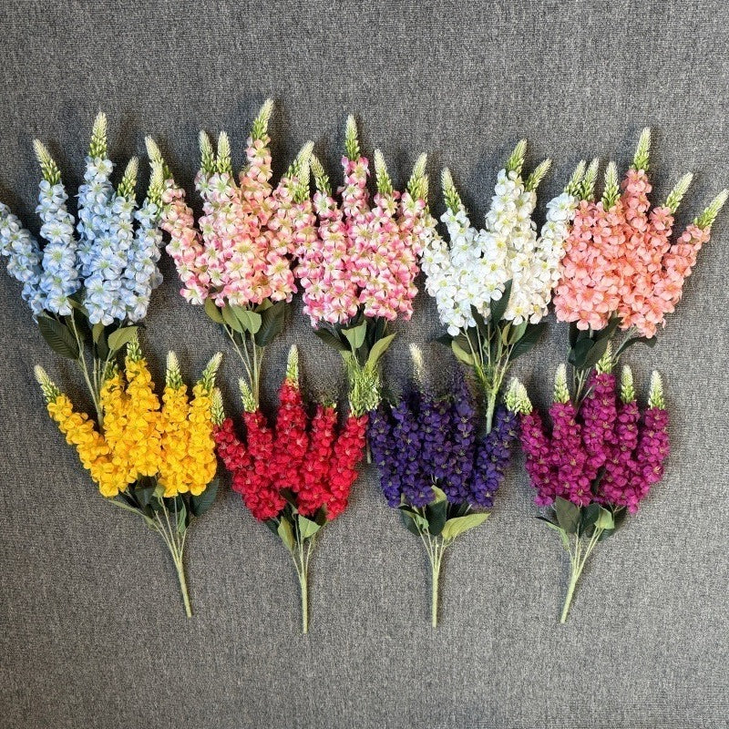 Artificial Delphinium & Hyacinth Stems 22.4in 4pcs | Faux Flowers for Wedding Floral Arrangements Centerpiece Table & Home Decor in White Blue Purple Red