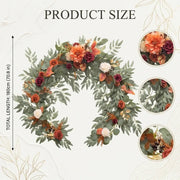 Burnt Orange Eucalyptus Rose Garland – Fall, 6ft