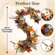 Artificial Fall Maple Leaf & Pumpkin Garland – 6ft