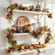 Artificial Fall Maple Leaf & Pumpkin Garland – 6ft