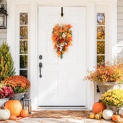 Fall Heart Maple Leaf Door Swag with Sunflowers & Berries