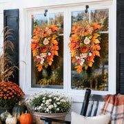 Fall Heart Maple Leaf Door Swag with Sunflowers & Berries