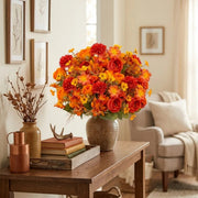Fall Orange Mum Potted Plant Arrangement Set – Porch, Patio & Table Decor