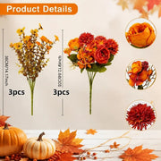Fall Orange Mum Potted Plant Arrangement Set – Porch, Patio & Table Decor