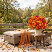 Fall Orange Mum Potted Plant Arrangement Set – Porch, Patio & Table Decor