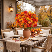 Fall Orange Mum Potted Plant Arrangement Set – Porch, Patio & Table Decor