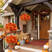 Fall Orange Mum Potted Plant Arrangement Set – Porch, Patio & Table Decor