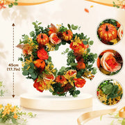 Pumpkin Rose Eucalyptus Fall Harvest Wreath – Farmhouse, 18in