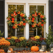 Pumpkin Rose Eucalyptus Fall Harvest Wreath – Farmhouse, 18in