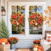 Pumpkin Dahlia Berry Fall Wreath – Farmhouse, 18in